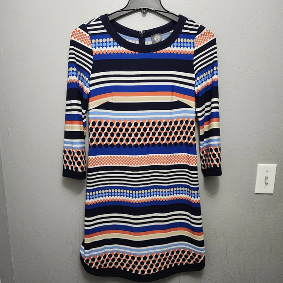 Vince camuto women's dress size 8 multi color long sleeve - Picture 1 of 9